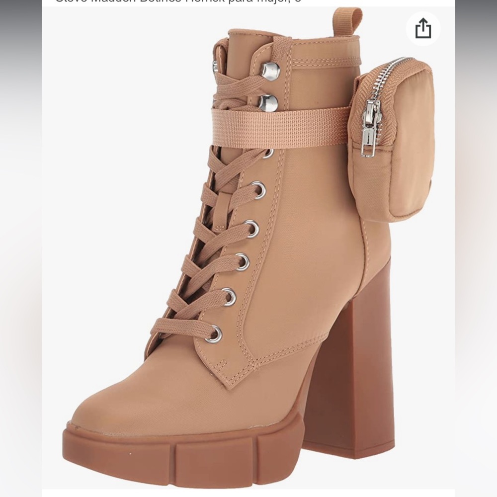 Steve Madden Womens Herrick Tan Platform Combat & Lace-up Boots Shoes NWT